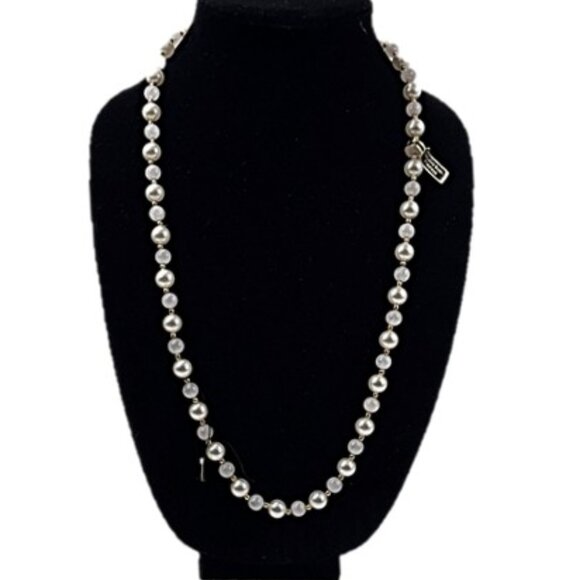 Milky Quartz and Synthetic Pearl Necklace - Picture 1 of 10